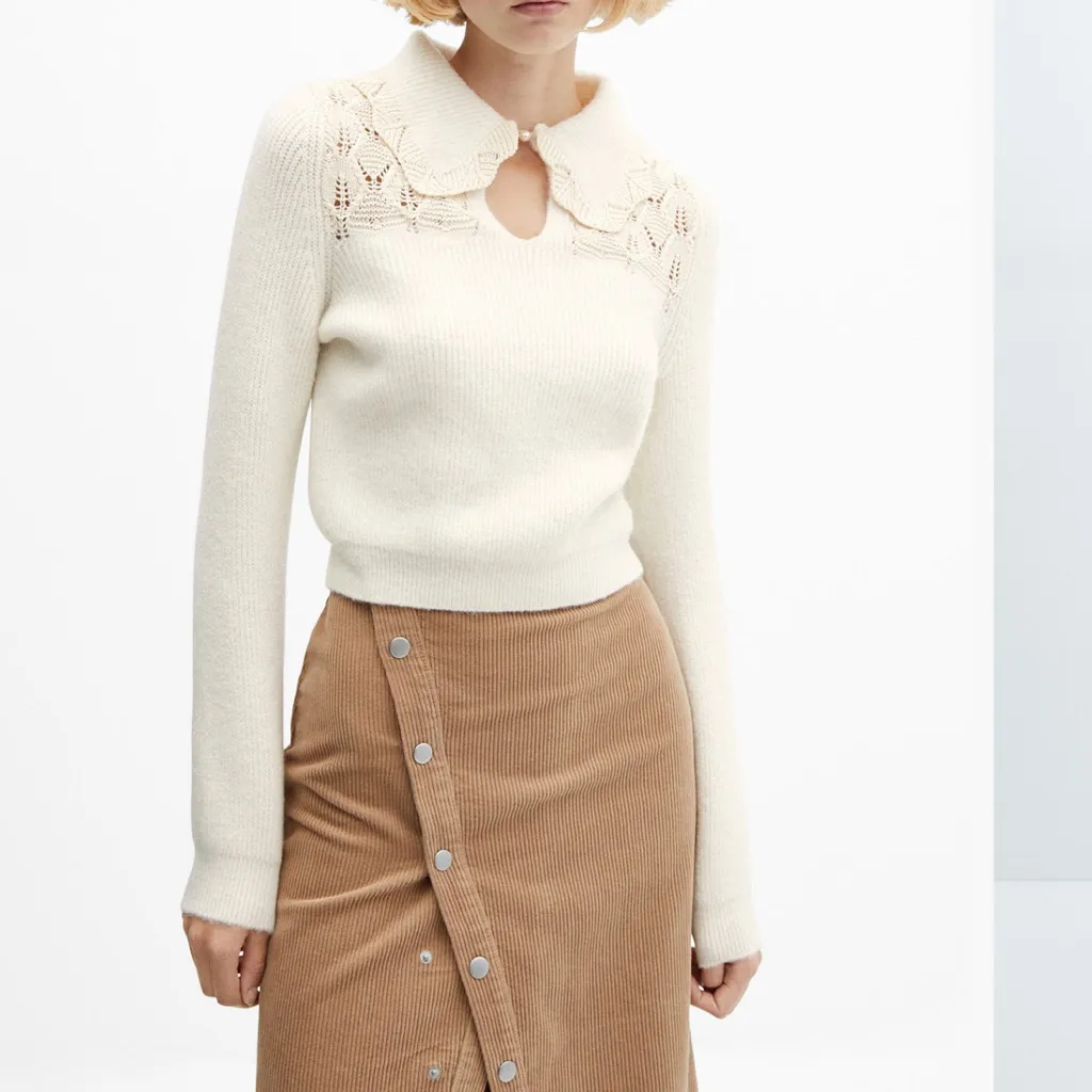 Mango Cream Lace Collar Sweater - Image 2