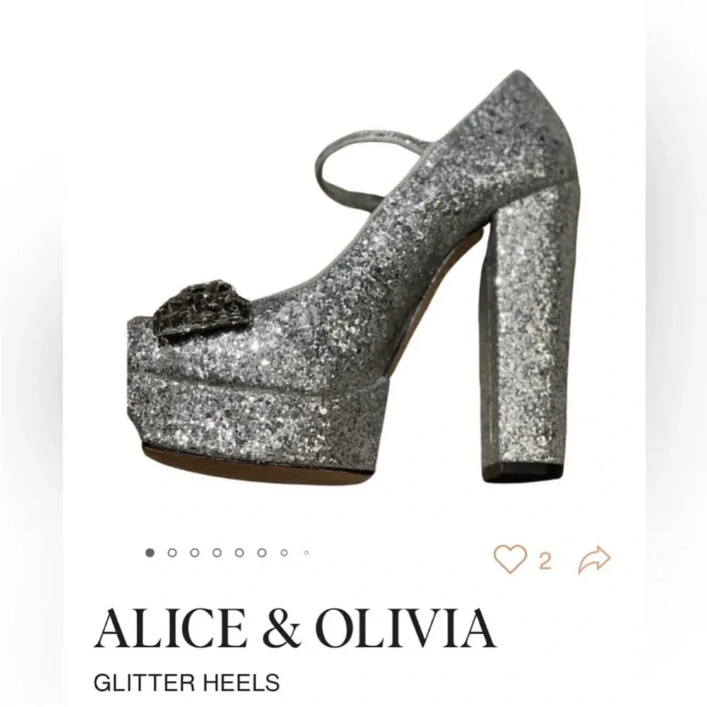 Alice + Olivia Gizelle Silver Glitter Heels
Size 7.5 or 38.5 - Image 15