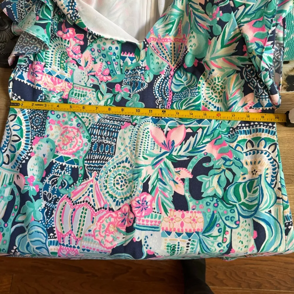 Lilly Pulitzer Print Kathie Midi Dress size 12 Ruffle Flounce Sleeves - Image 9