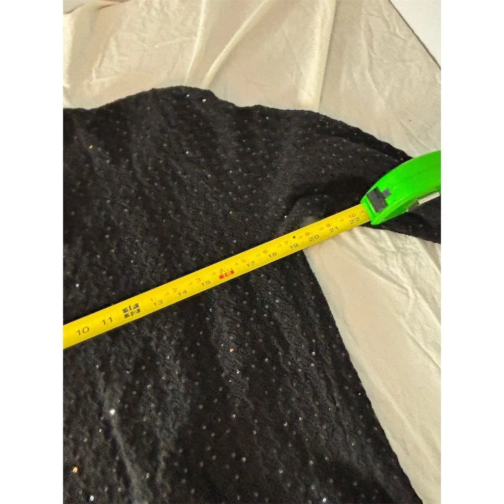 Coldwater Creek Women's L Black Sequin Button-Down‎ Cardigan Sweater - Image 3