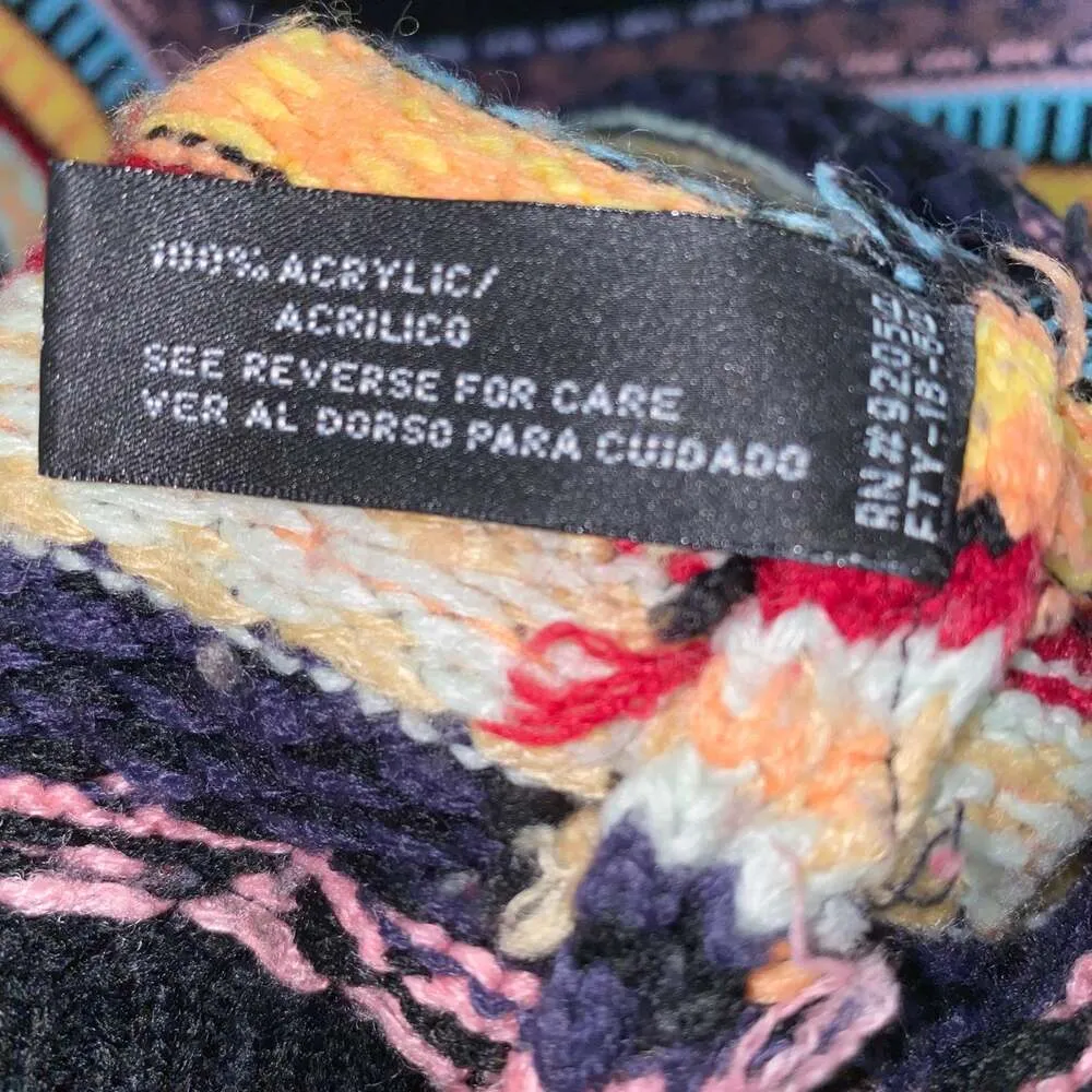 Vintage Sweater Chunky Grannycore Knit Fair Isle Pullover Crewneck size medium Blue - Image 6