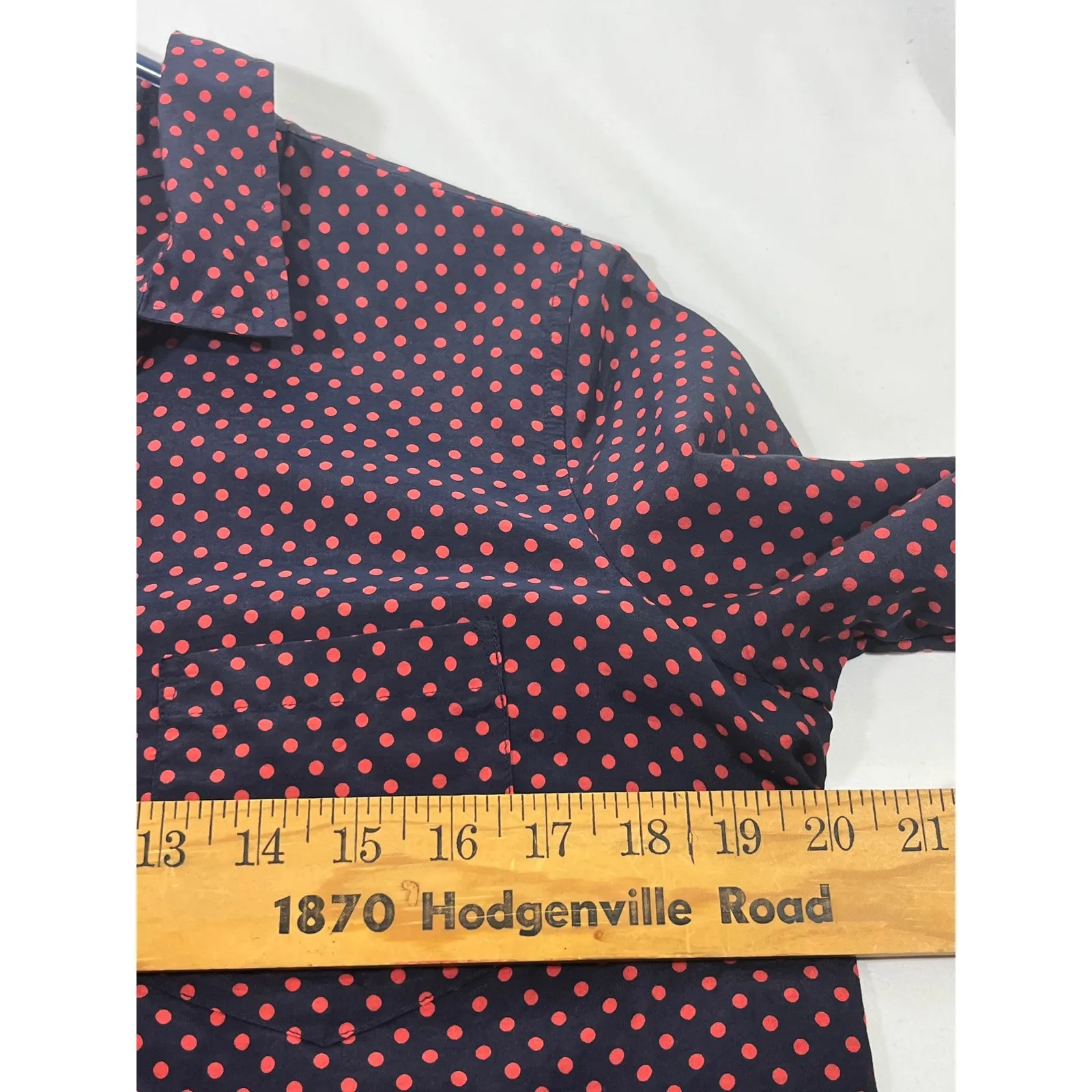 J Crew Women Polka Dot Silk Blend Button Up Long Sleeve Shirt Navy/Pink Size 8 - Image 11