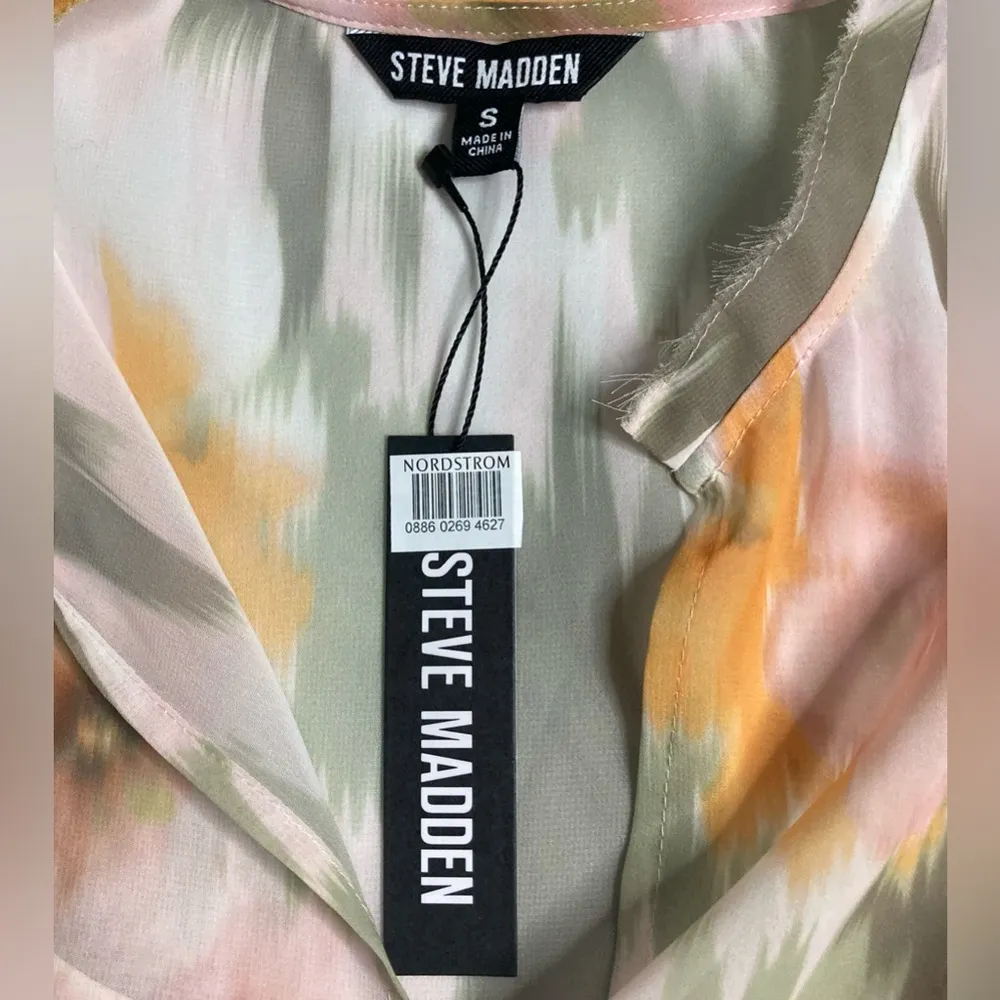 NWT Steve Madden Allegra Floral Midi Dress in Olive Cream Colored Size Small - Image 6