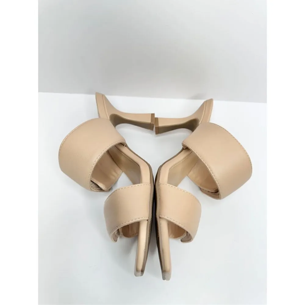 Open Edit Sandals Size 6 Qarly Heeled Tan Open Square Toe Slip On Heels - Image 6