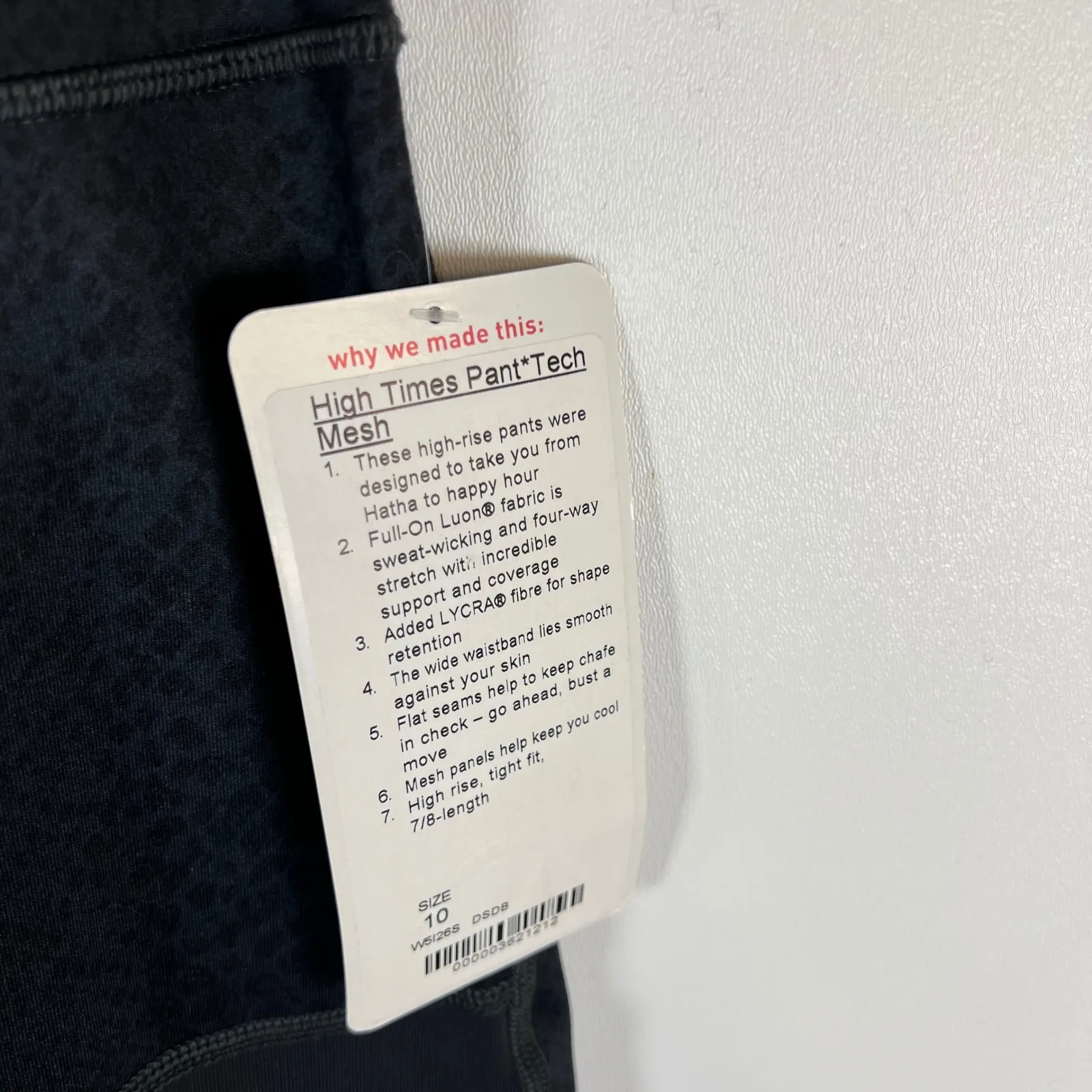 Lululemon High Times Pant Tech Mesh Black Snake Print High Rise 7/8 Length Sz 10 - Image 4