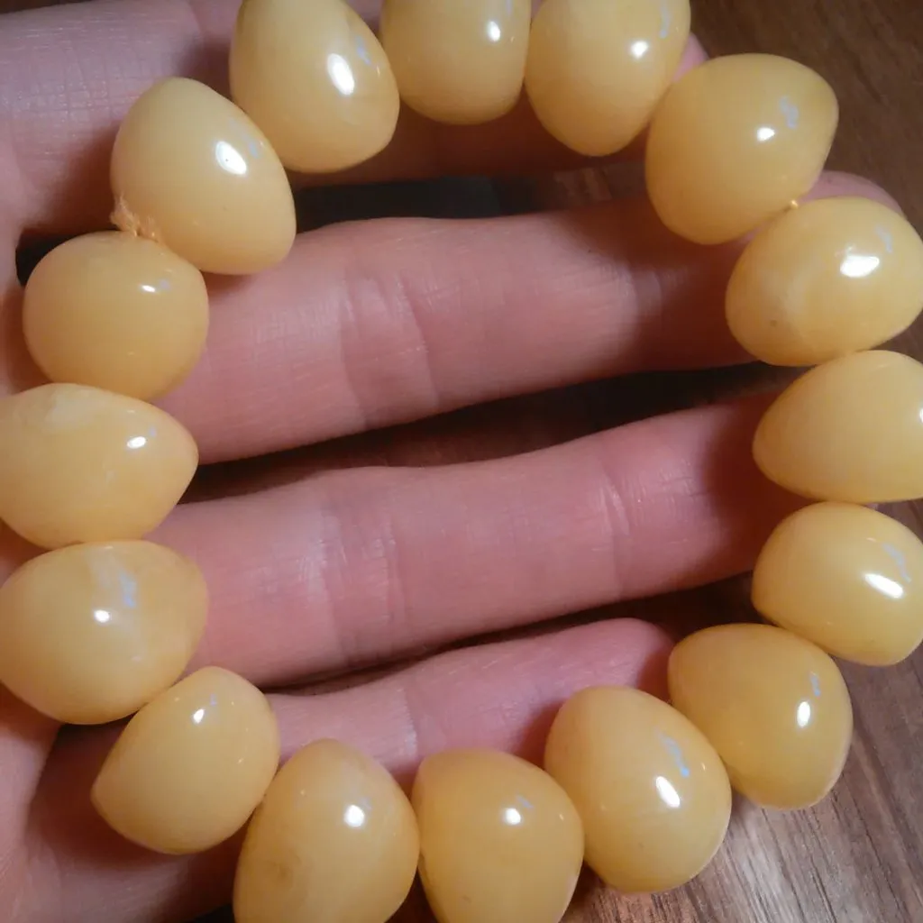 Lab Created Light Amber Nuggets Stretch Bracelet - Image 5