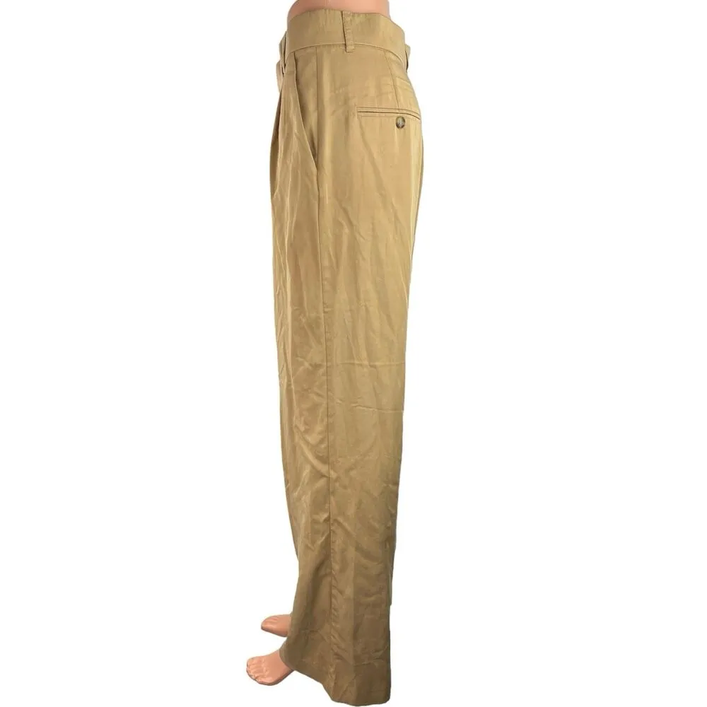 Zara Women's Beige High Rise Pleated Career Dress Trouser Wide Leg Pants Size M - Image 2