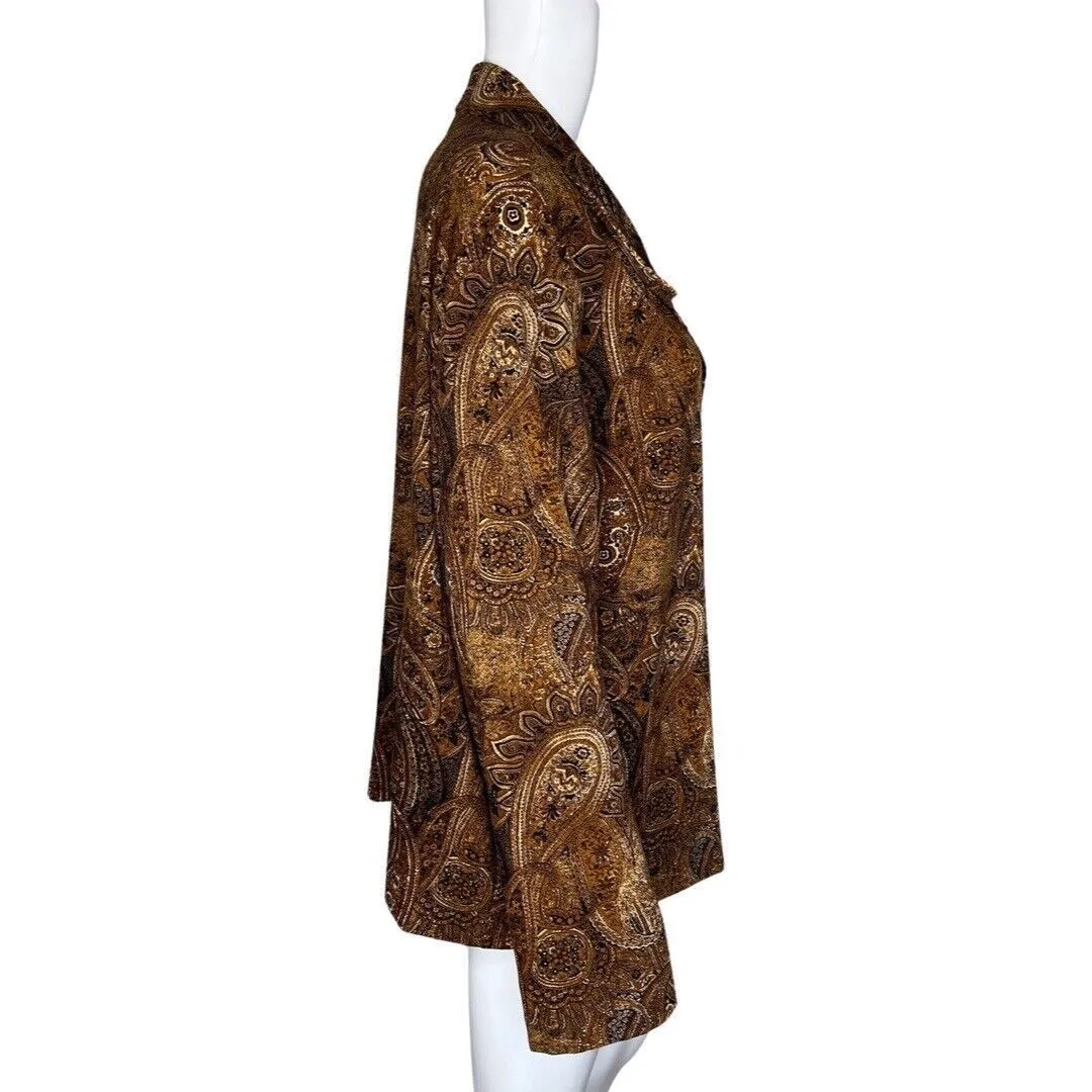 Briggs New York Shirt Womens‎ 2X Brown Scroll Print Button Up Granny Grandmacore - Image 2