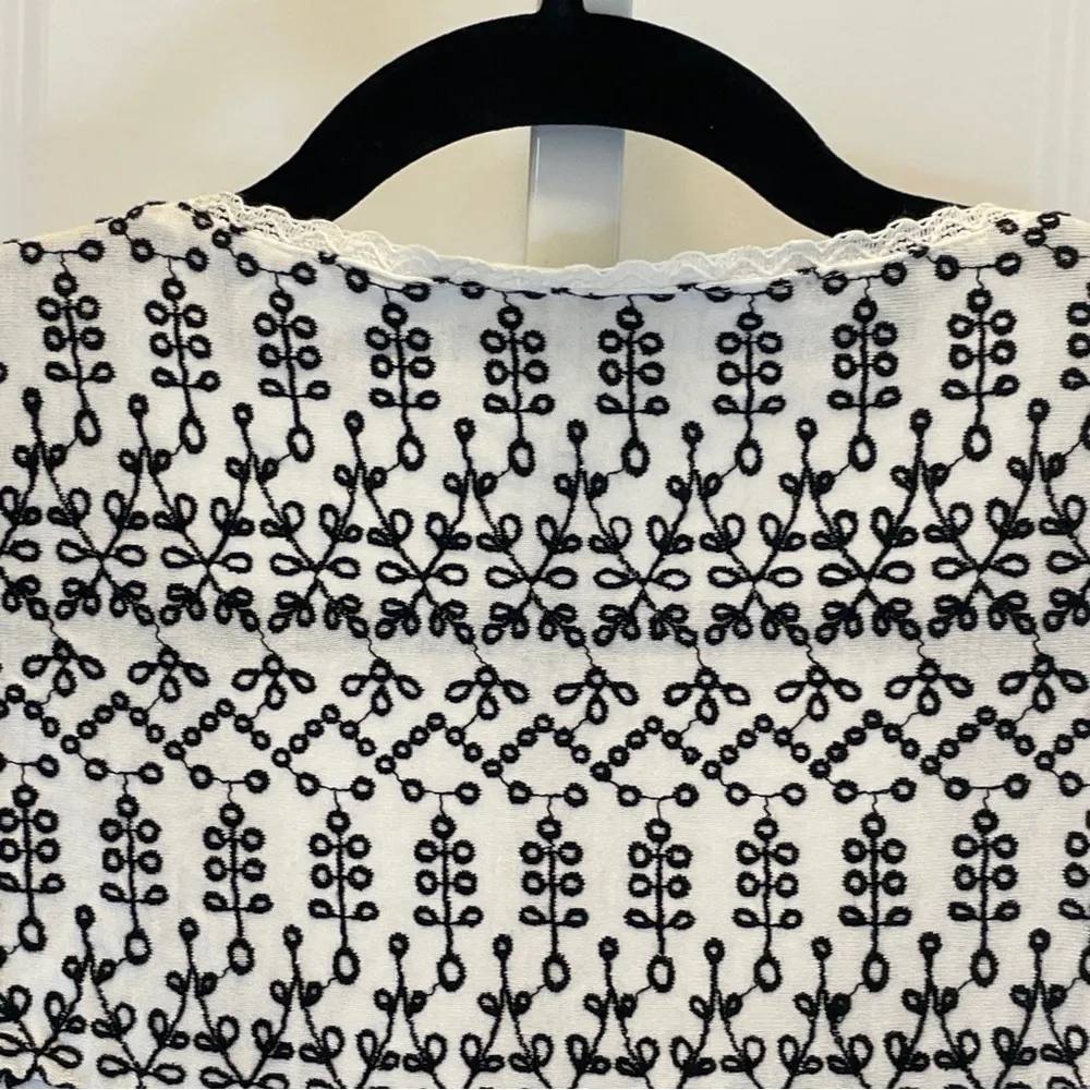 Maeve Embroidery Top - Women Size S - White/Black - Image 6