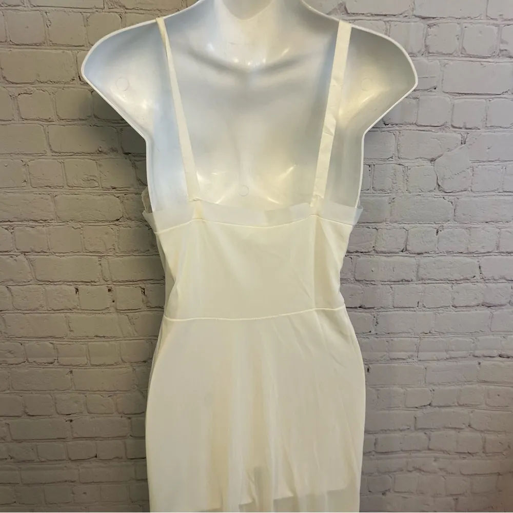 Vintage "Movie Star" white lace pleated midi slip USA made size 34 short nylon - Image 3