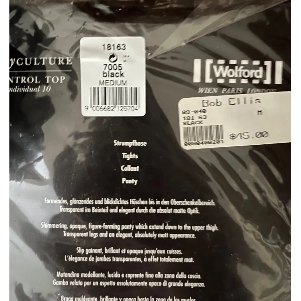$45 NWT Wolford M Black Control Top Tights Individual 10 Body Culture 15 Den Size M - Image 3
