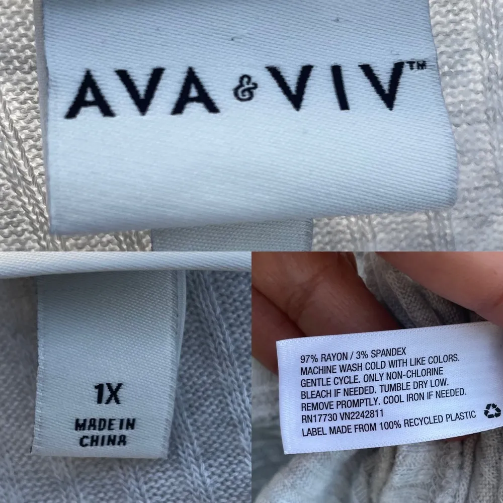 Ava & Viv Womens Cardigan Gray Long Sleeve Layering Button Front Plus 1X - Image 9