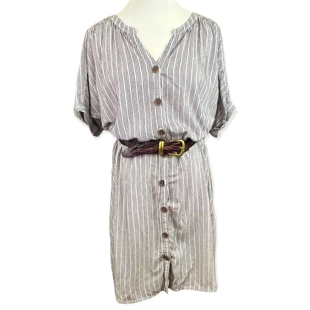 Sanctuary Ellis Micro Striped Button Down Shirt Dress M - Image 2