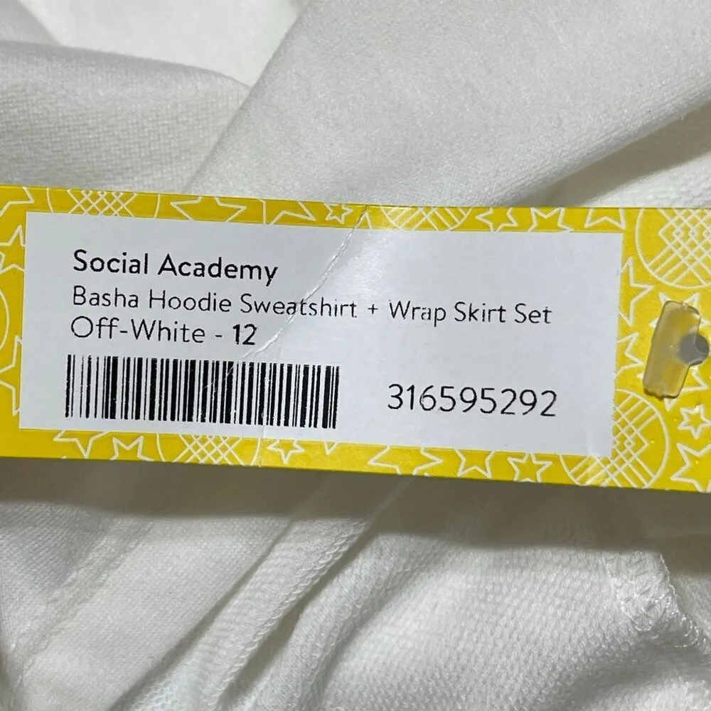 New Social Academy Basha Hoodie Pullover Shirt Top Long Sleeve White Size 12 - Image 5