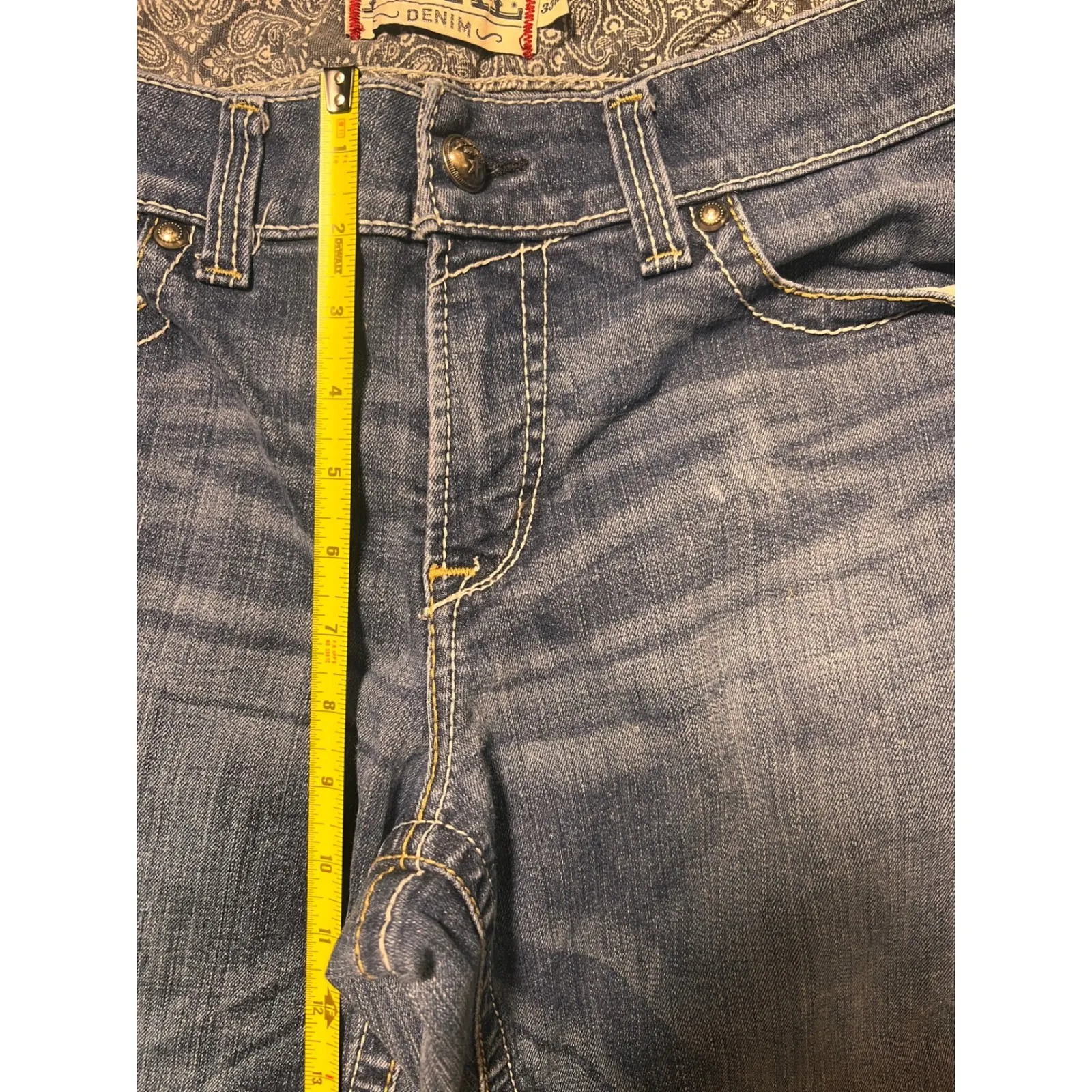 Ariat‎ Real Denim Blue Jeans Women's 33R Bootcut Mid Rise Western Rodeo FLAWS - Image 8