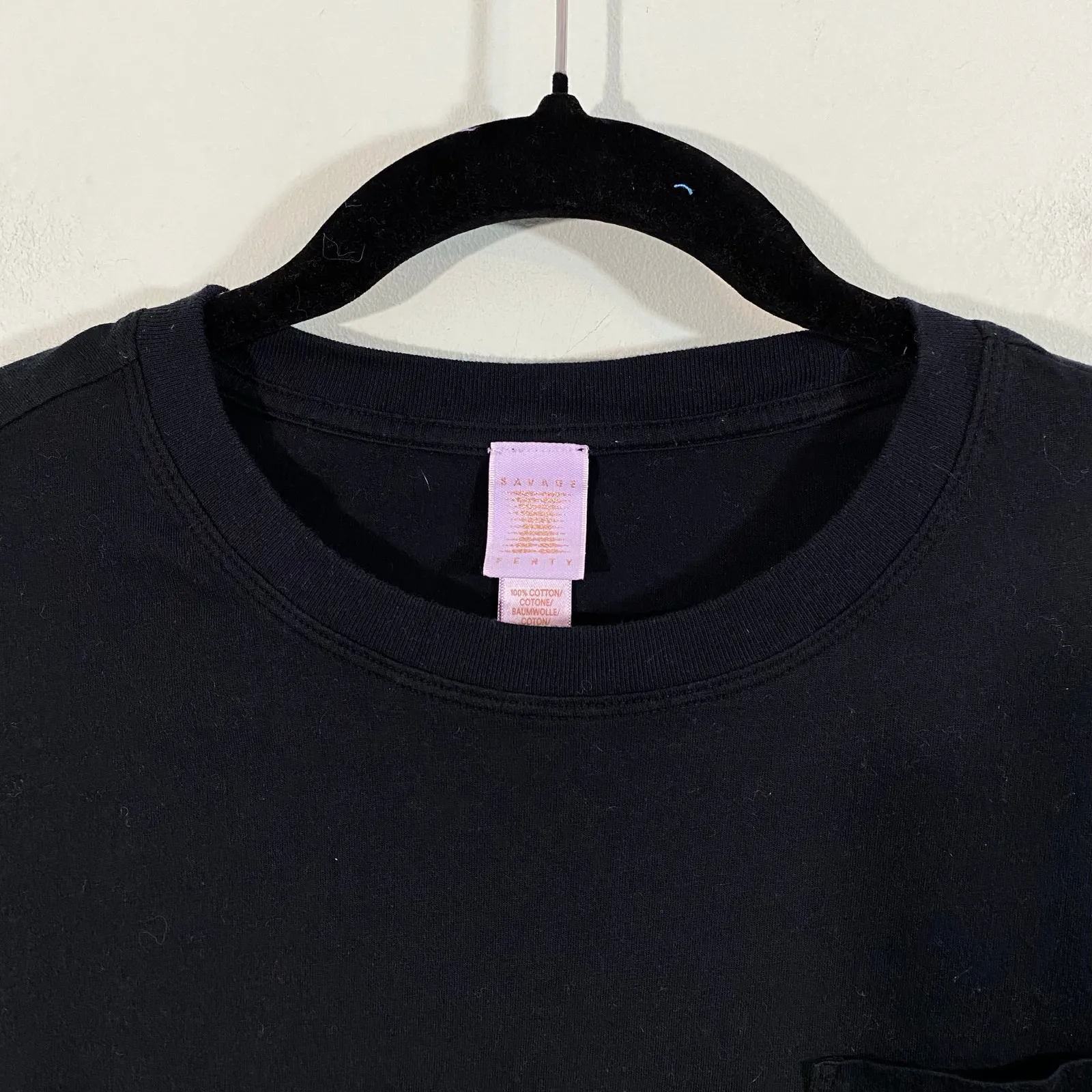 Savage X Fenty Women Black Short Sleeve Cropped Pocket Tee Size M Size M - Image 2