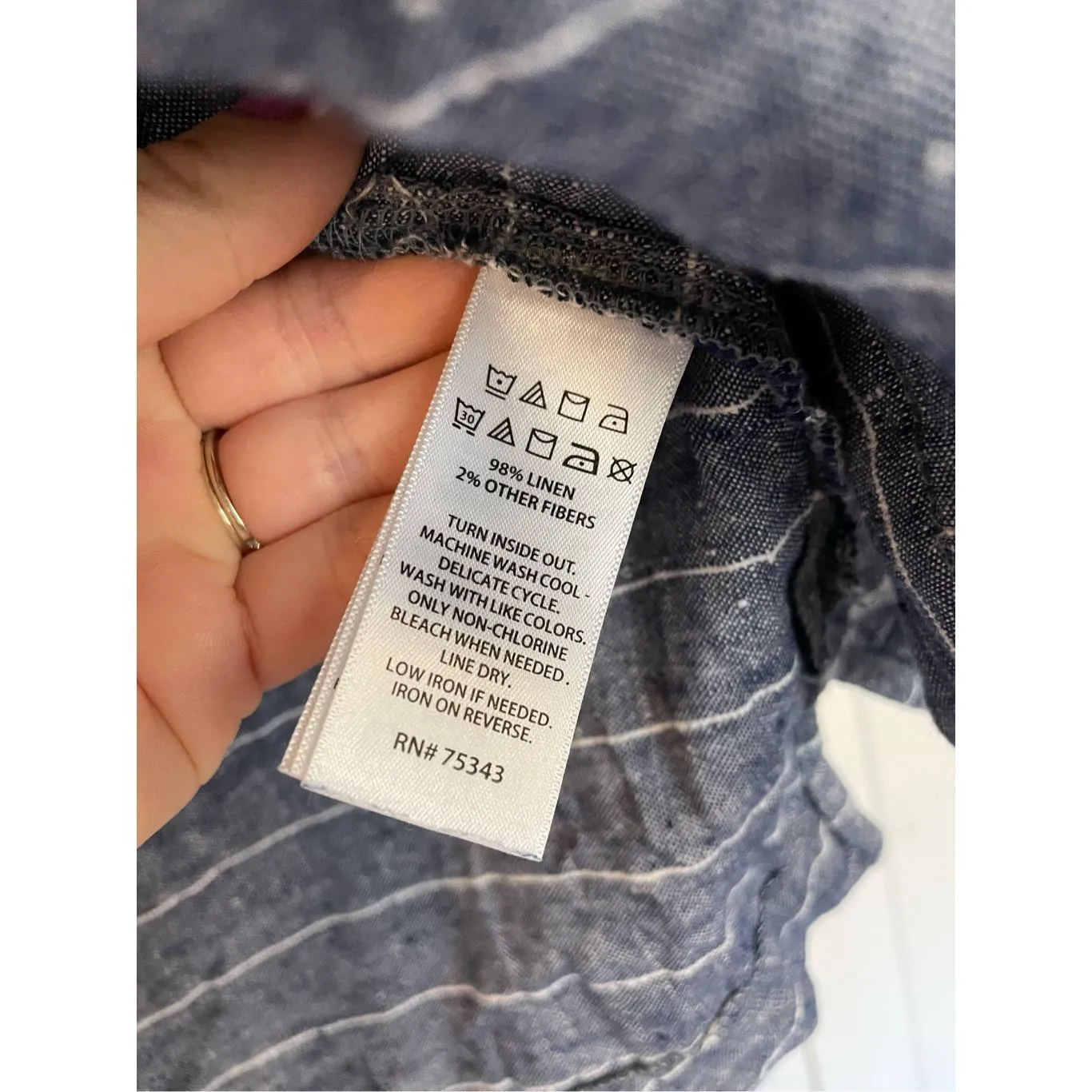 Sigrid Olsen blue linen striped top size small - Image 5