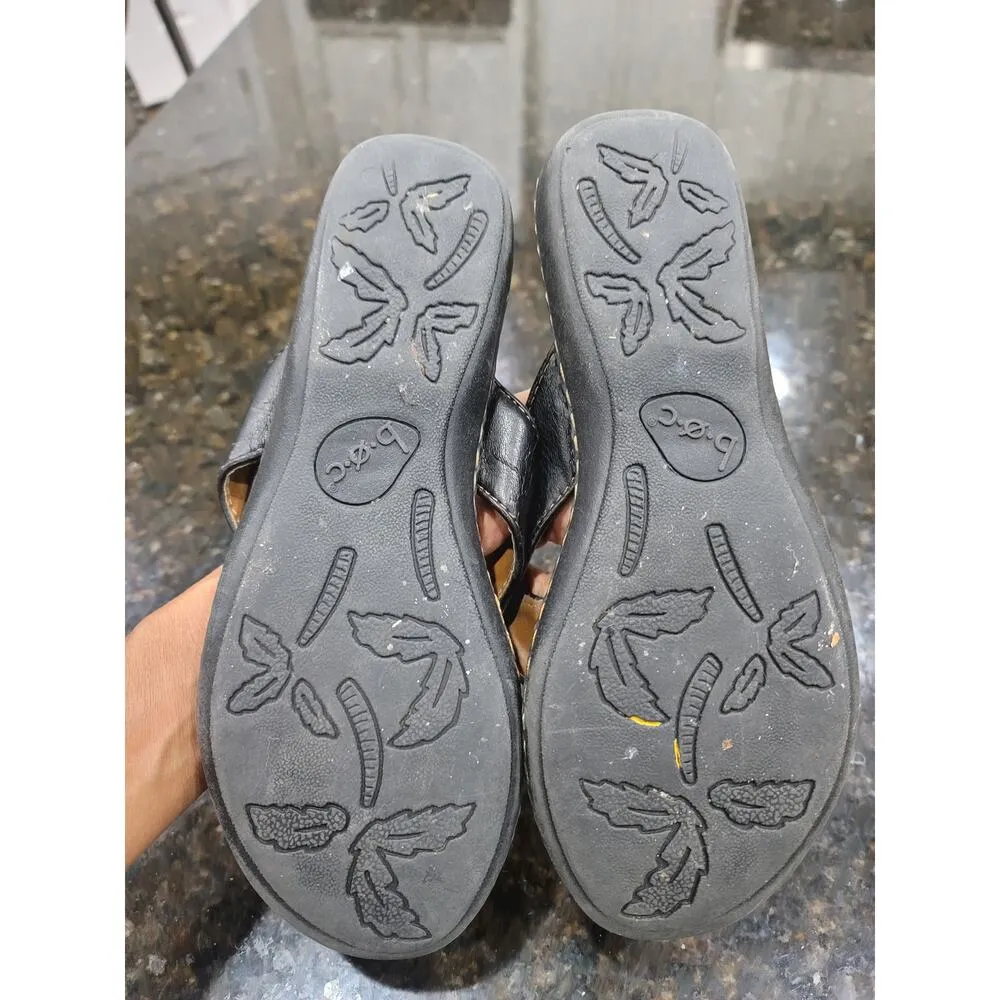B.O.C Born Concept Zita Flip Flops Womens Size 8 Black Leather Slip On BC3527 - Image 5