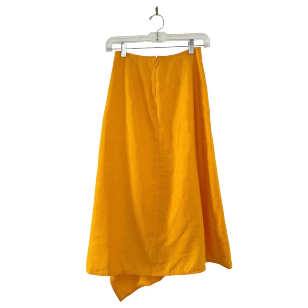 Wilfred Autier Tuscan Sun Linen Blend Midi Skirt in Orange Ruffle - Image 6