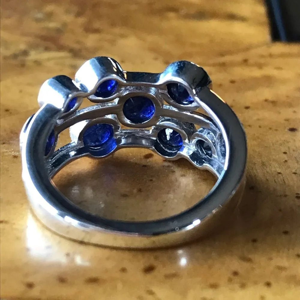 Natural Masoala Sapphire Sterling Silver Bubble Ring Size 6 - Image 4