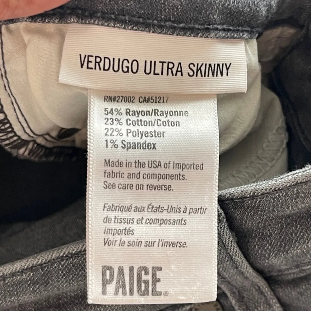 PAIGE | Gray Verdugo Ultra Skinny Denim Jeans Sz 24 - Image 6