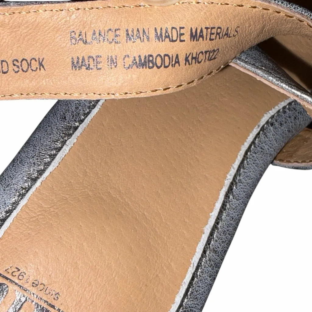 NEW Sofft Innis Silver Steel Metallic Wedge Sandals Shoes size 7.5 Wide - Image 9