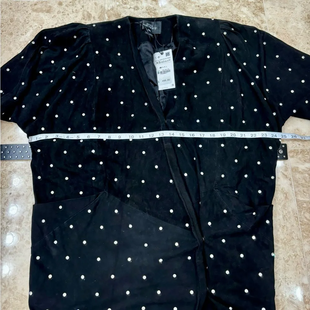 Leather Rhinestone Blazer Dress. Size XS. Black. NWT - Image 14