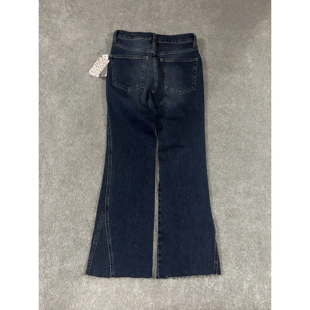 Free People Rita Cropped Flare Stretch Jean Mid Rise Frayed 24 x 26 Preowned NWT - Image 4