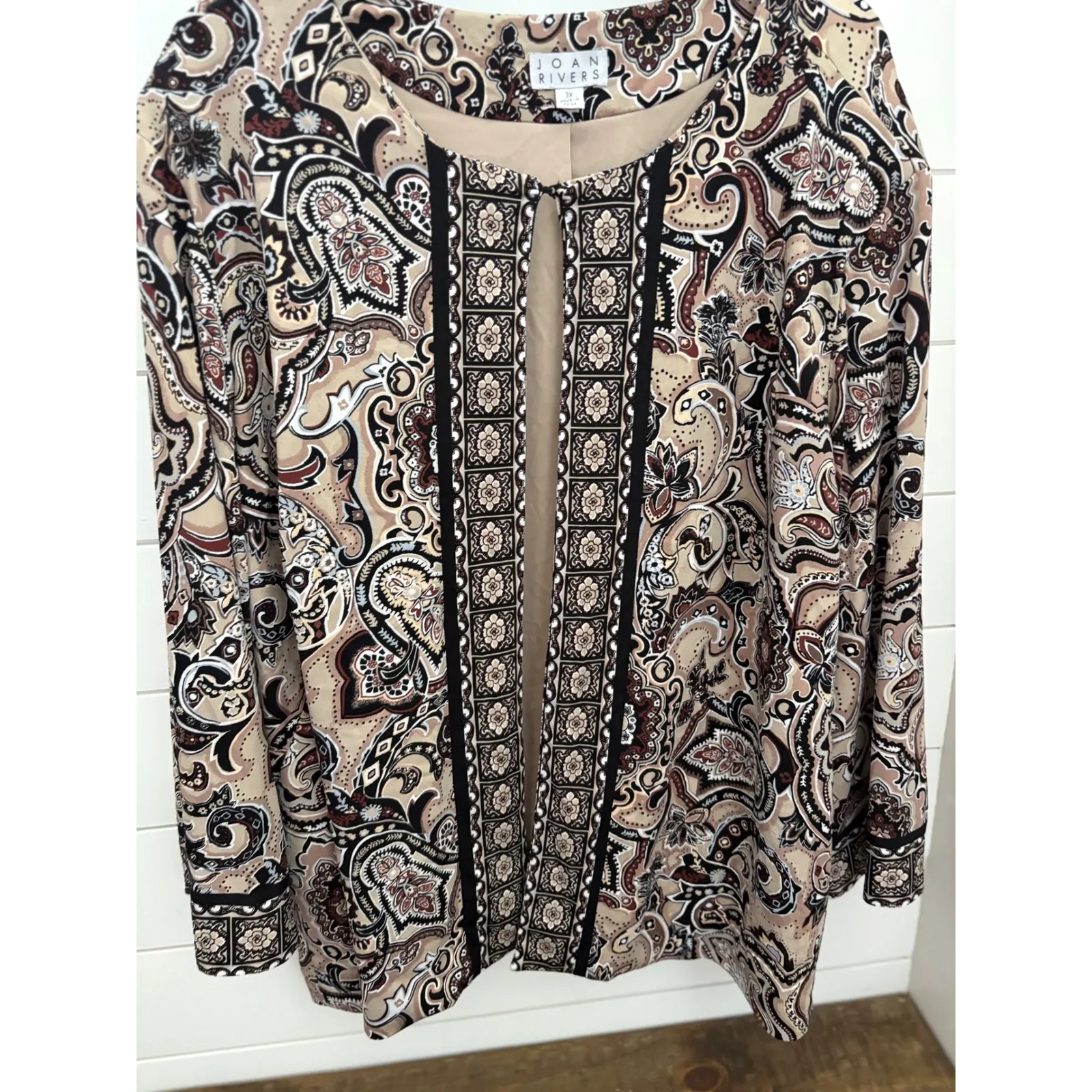 Joan Rivers  3X Open Front Paisley‎ Print Lightweight Jacket, Cover Up - Image 2