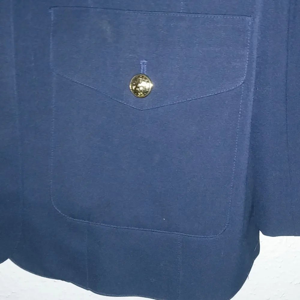 Hugo Buscati 6 Navy Wool Gold Buttoned Blazer Academia Super Prep - Image 13