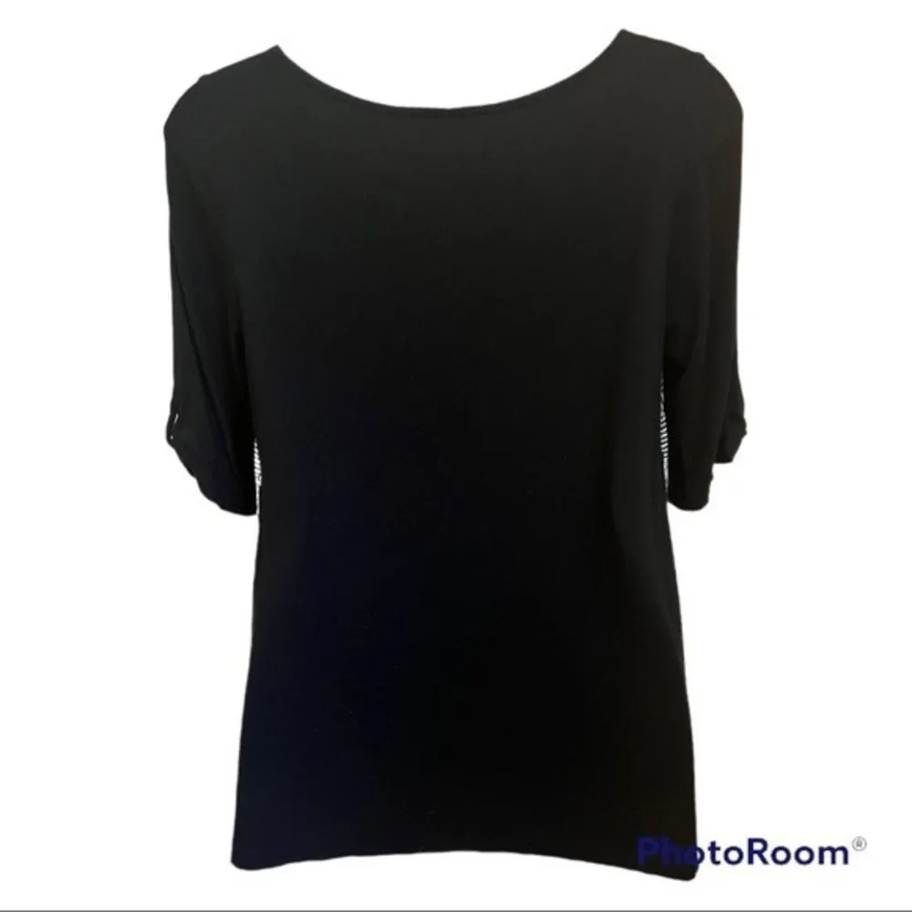 Women’s Black and White Blouse Size S - Image 2
