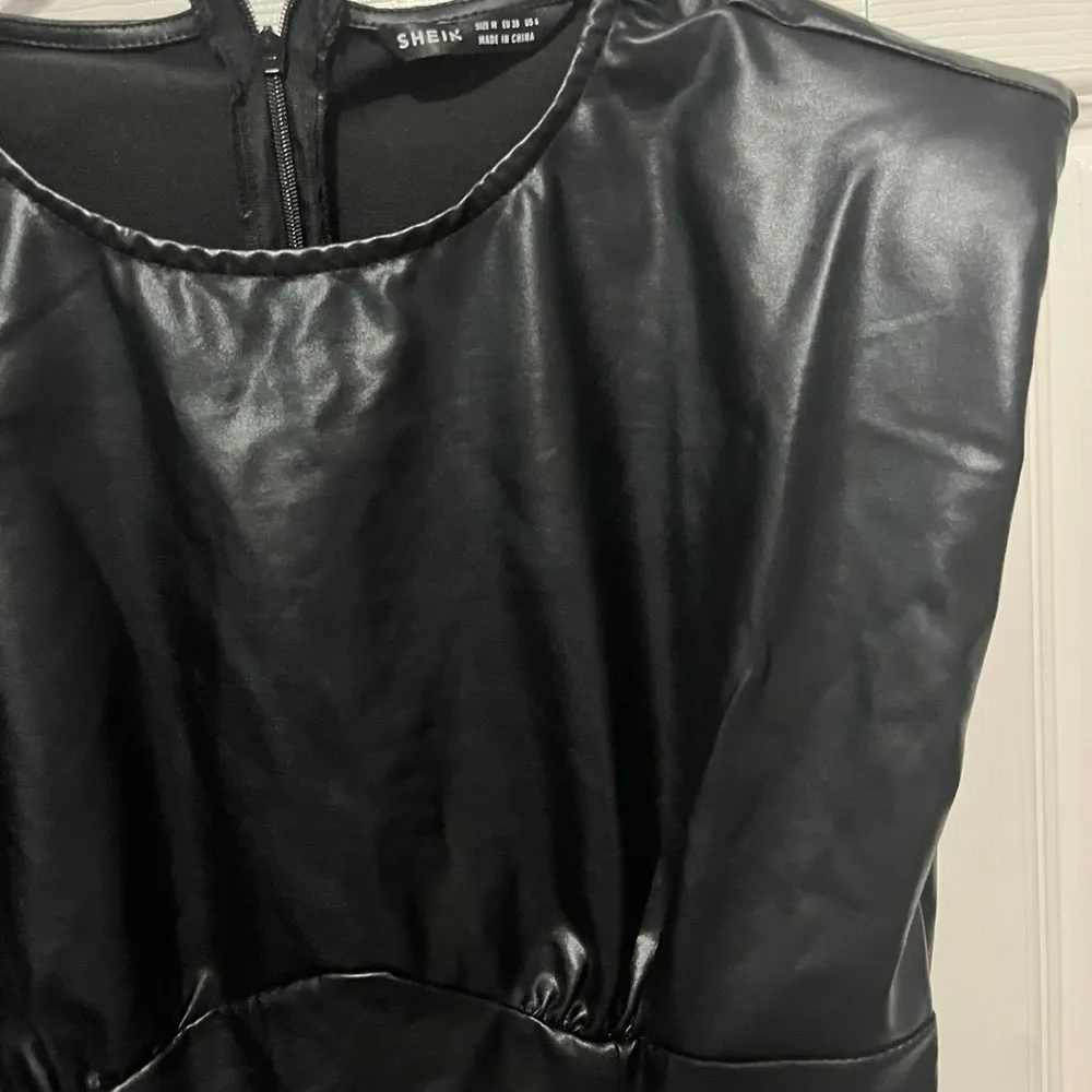 Shein black faux leather bodysuit In medium - Image 3