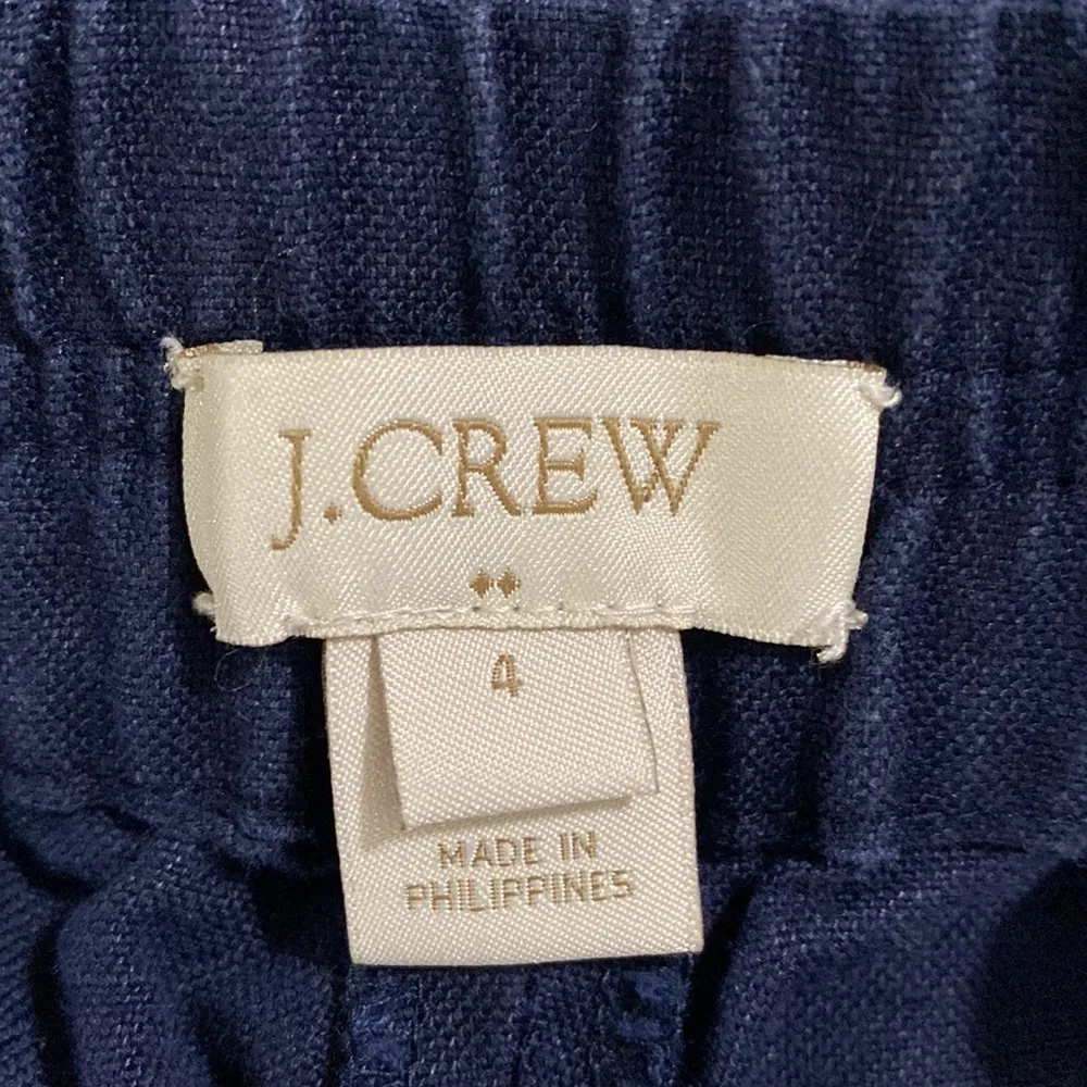 J Crew Factory navy linen blend boardwalk pull on mini shorts 3” inseam size 4 Blue - Image 5