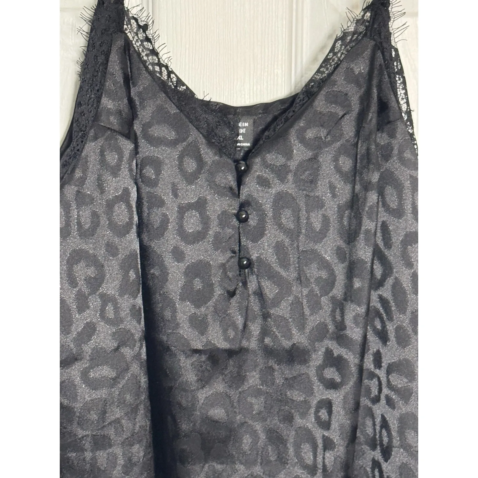 SHEIN Curve black Leopard Print Spaghetti Strap Tank, Adjustable Straps, 0XL - Image 2