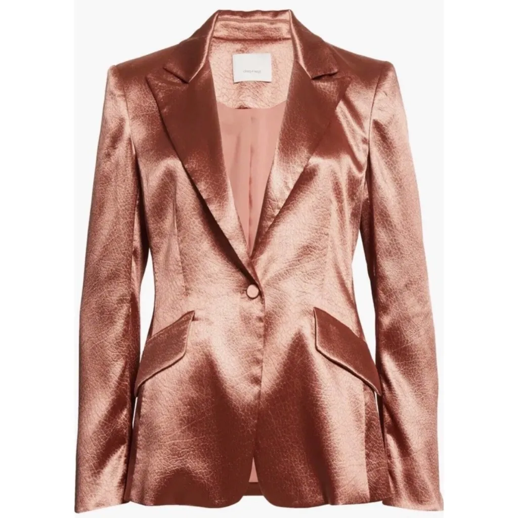 Cinq à Sept Karis Copper Satin Blazer Size 6 Pink - Image 12