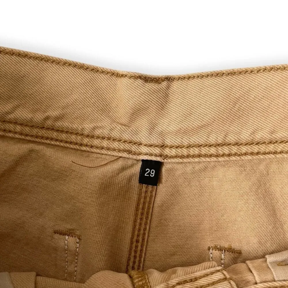 Re/Done Redone Cargo Utility Loose Jeans Denim Washed Khaki Tan Size 29 - Image 4