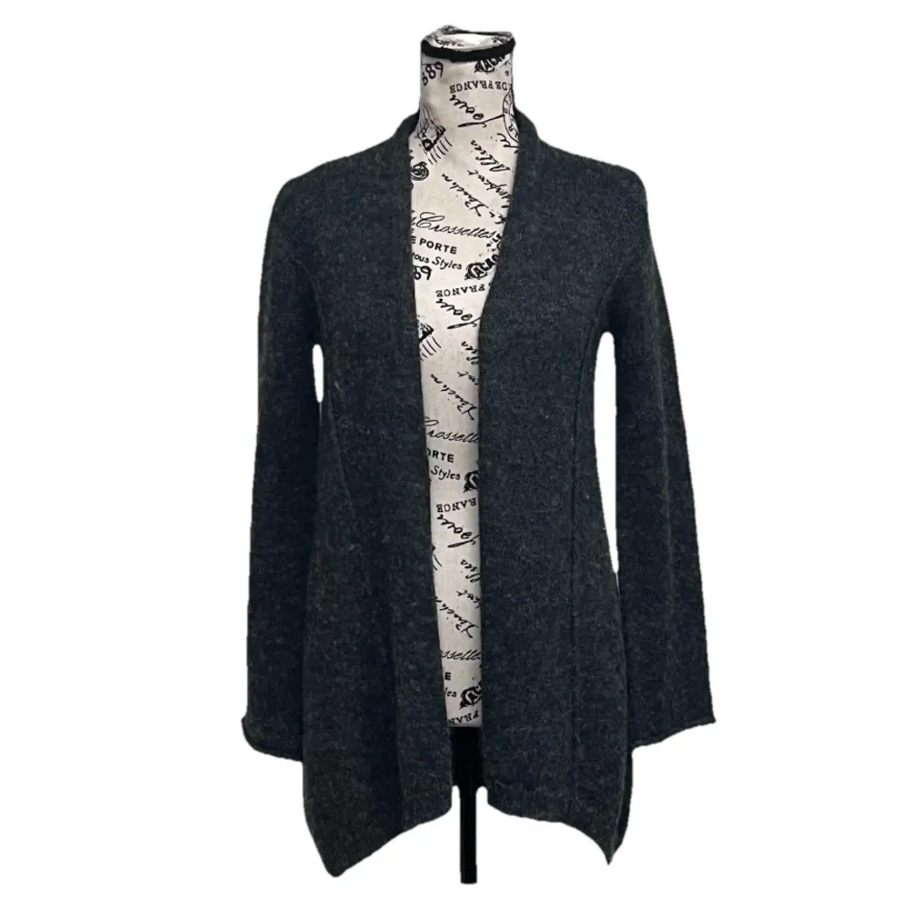 August Silk Wool Blend Open Front Cardigan Gray Women’s Small | Soft Girl - Image 2
