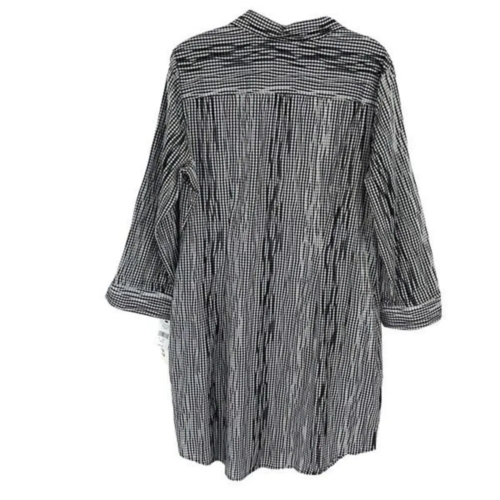 Foxcroft NYC Womens Miri Half Button 3/4 Sleeve‎ Shirt Dress Black Size 18 NWT - Image 3