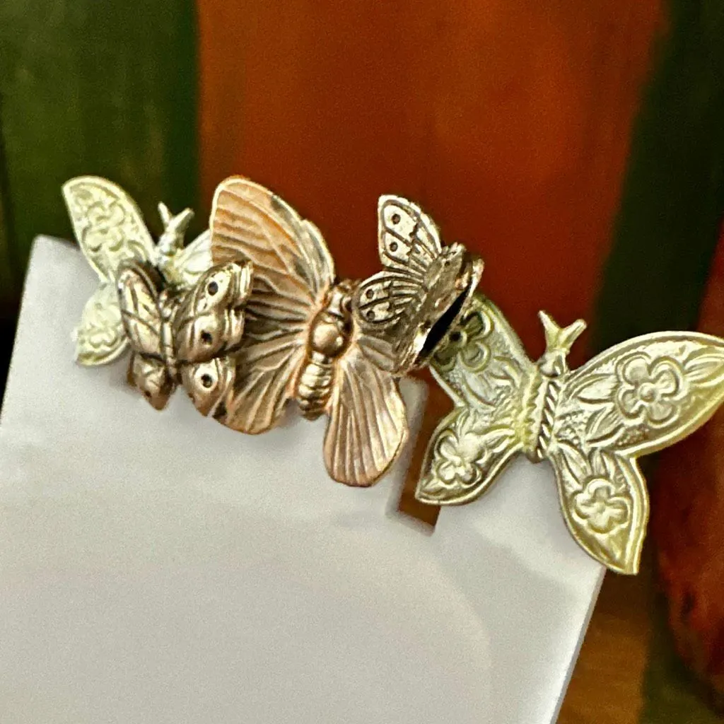 Vintage Mixed Metal Butterfly Garden Brooch - Image 2