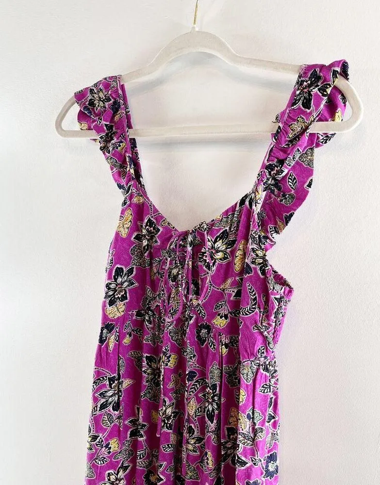 LOFT Hibiscus Floral Ruffle Midi Halter Dress Purple 2 - Image 10