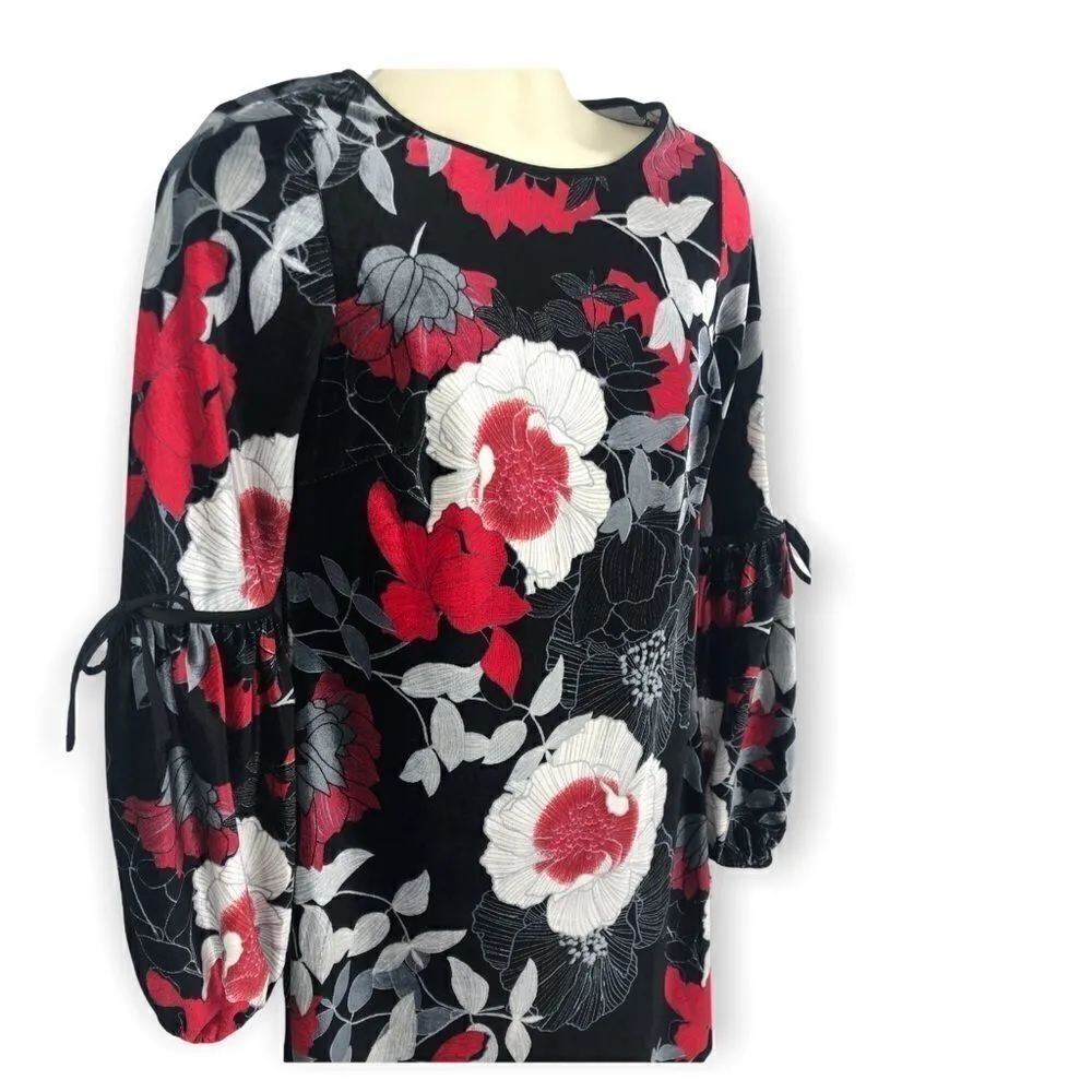 New Madison Leigh red black floral velvet dress - Image 2
