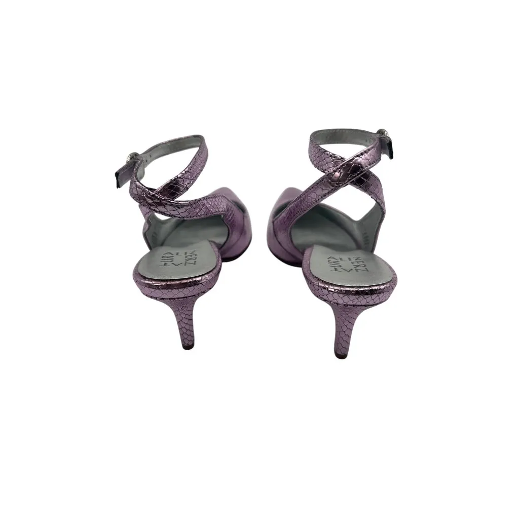 Naturalizer 7M Metallic Pink Snake Embossed Pointed Toe Heels With Ankle Strap - Image 7