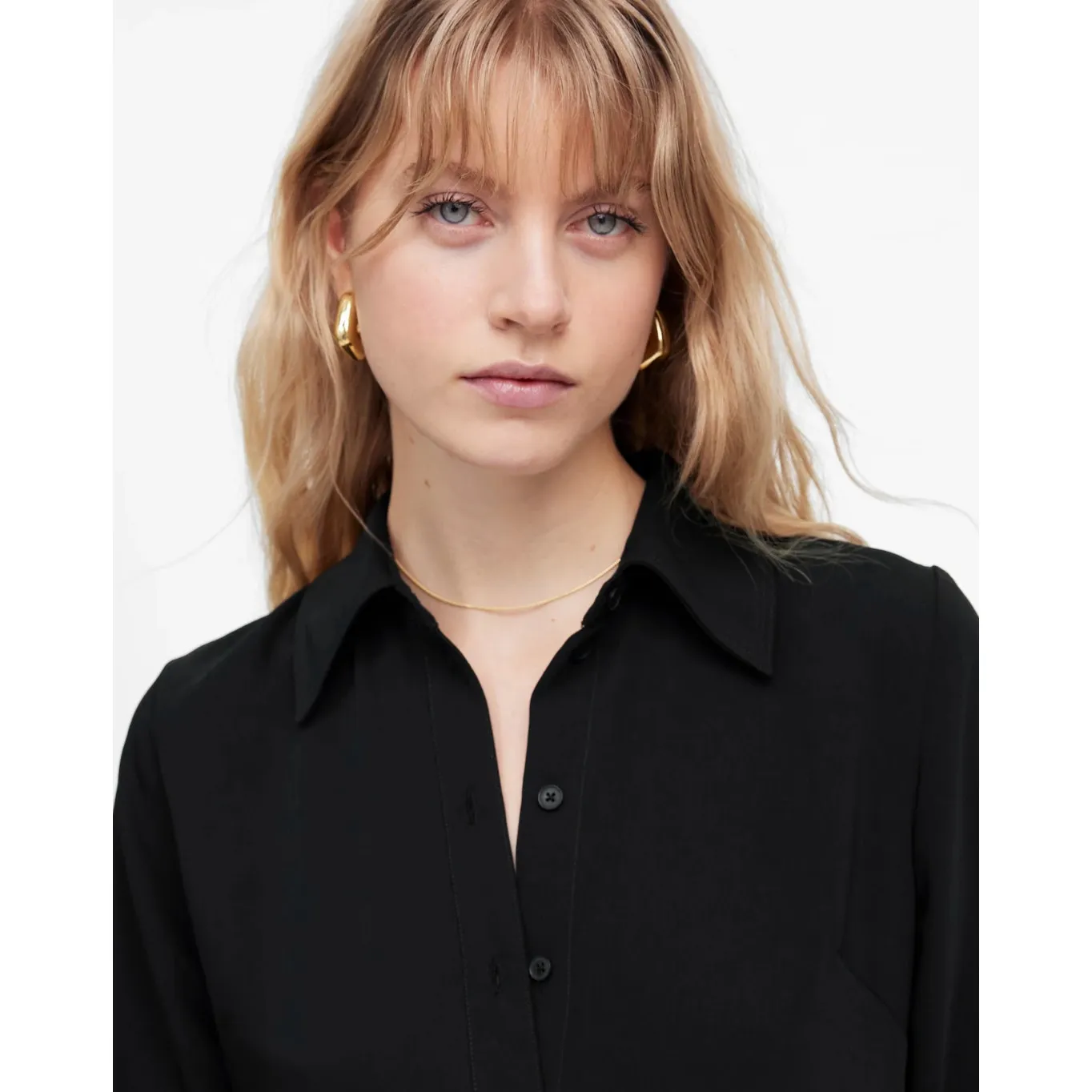 Madewell Button Up Midi Shirtdress Black Minimalist Relaxed Long Sleeve US 2 NWT - Image 6