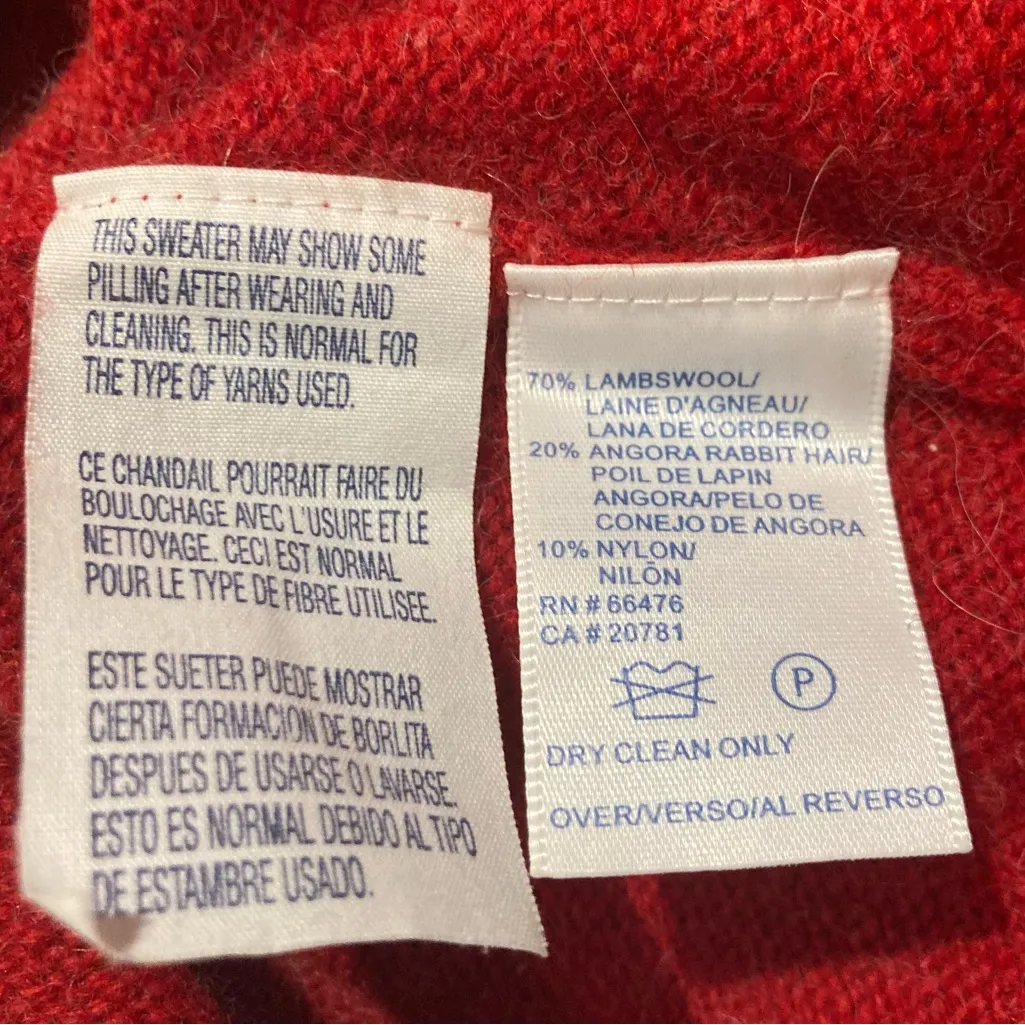 Vintage 90s Tommy Hilfiger red angora lambswool blend cardigan sweater Xmas. L - Image 5