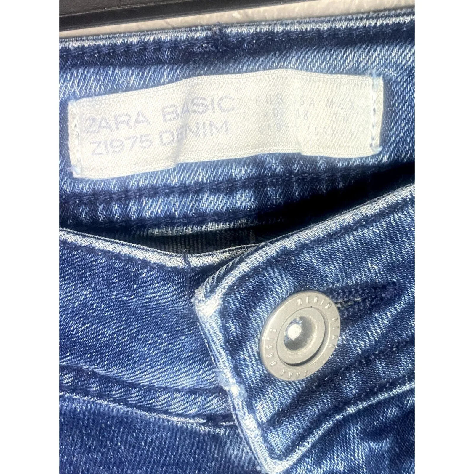 ZARA Z1975 Vintage Distressed Denim Skinny Jean Raw Frayed Hem 8 Blue #4081 - Image 6