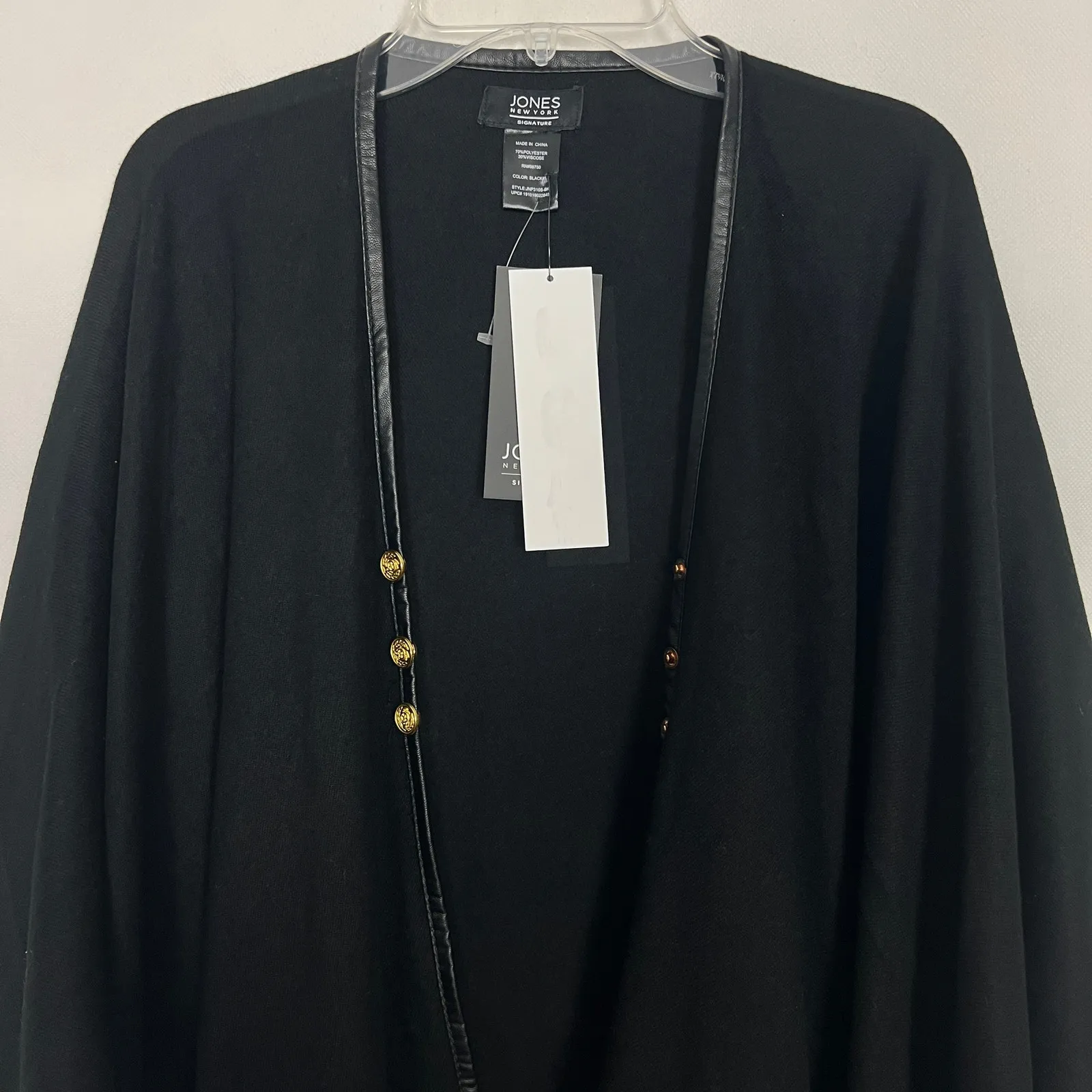 NWT Jones New York 1/4 Button Black Cape One Size - Image 4