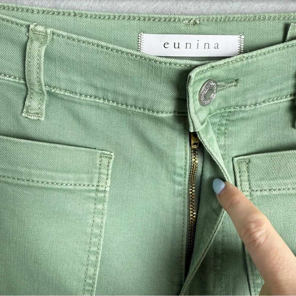 Eunina Women’s Dawn Super High Rise Wide Leg Crop in Green Olive size 27 - Image 5