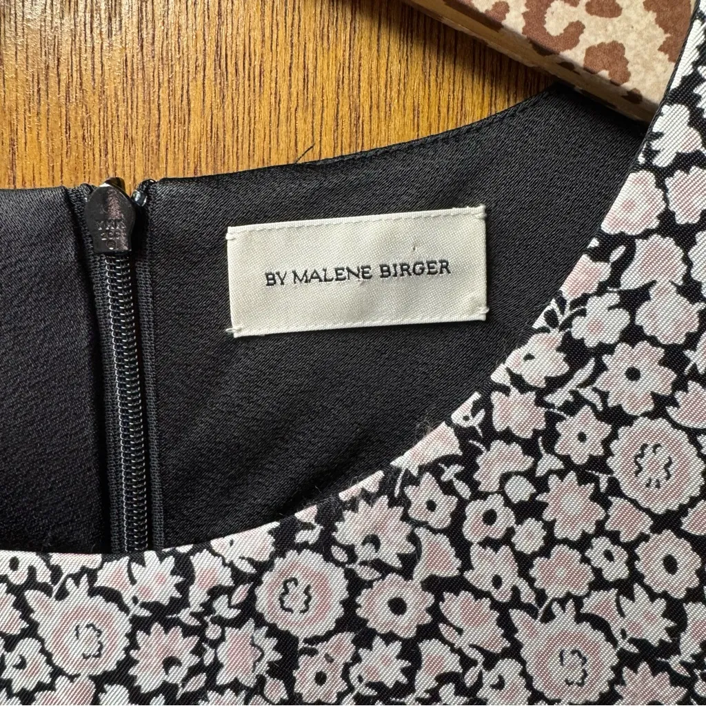 By Malene Birger Floral Print Abstract Print Long Sleeve Midi Dress EU 40 US 10 Green Size undefined - Image 8