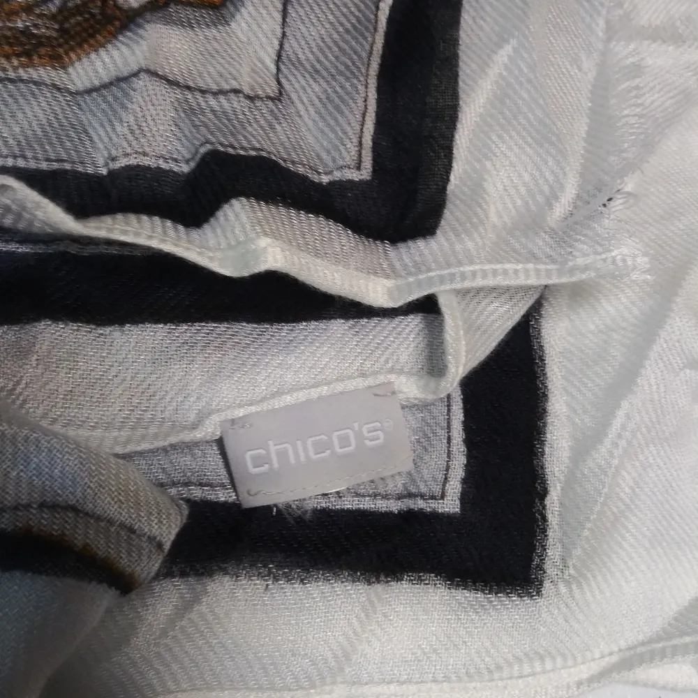 Chicos Nautical Print Scarf in Blue and White Coastal Beach Size OS - Image 3