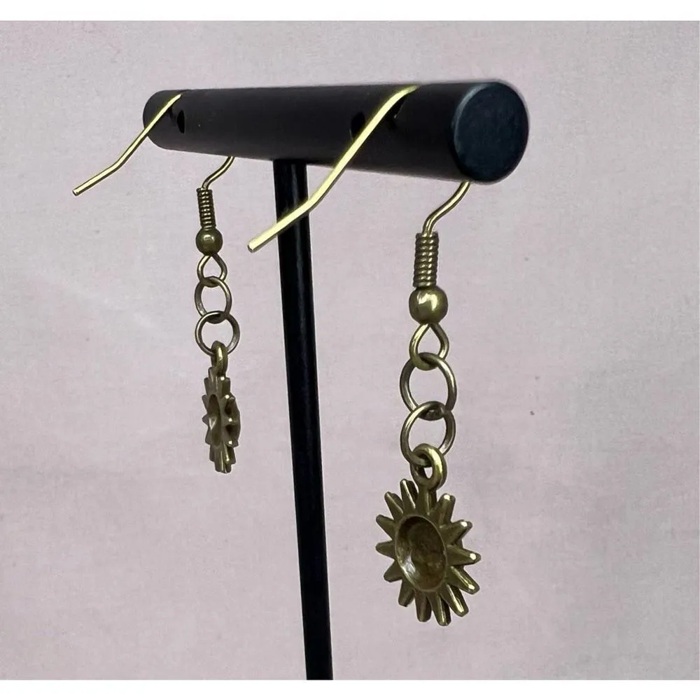 Handmade  Dangly Bronze Sun and Moon Earrings - Image 3